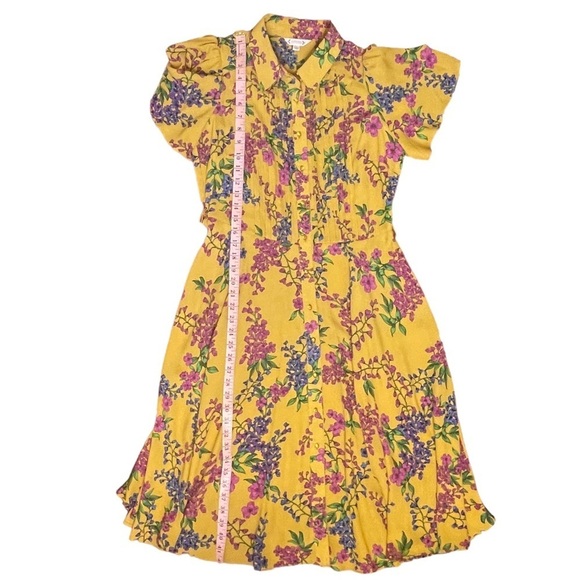 Nanette Lepore Yellow Floral Button Front Lightweight Cottagecore Spring Dress 6 - Picture 6 of 9